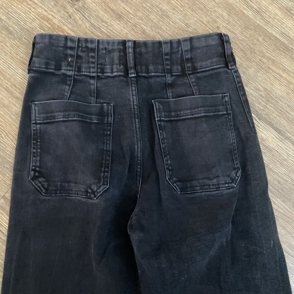 Anthropologie Maeve The Colette Crop Wide-Leg Black Denim Size 27 - Picture 6 of 8